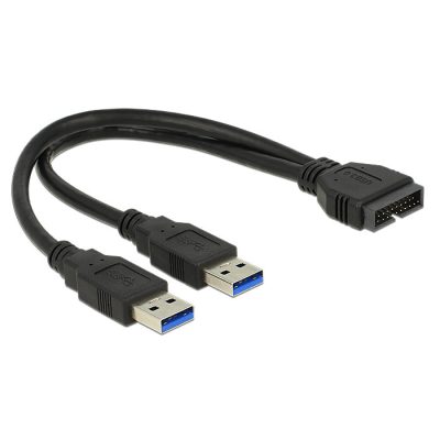 DeLOCK 0.25m USB3.0/2xUSB3.0 USB kábel 0,25 M USB 3.2 Gen 1 (3.1 Gen 1) 2 x USB A Fekete