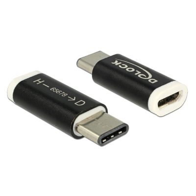 DeLOCK 65678 csatlakozó átlakító USB 2.0-C USB 2.0 Micro-B Fekete, Fehér