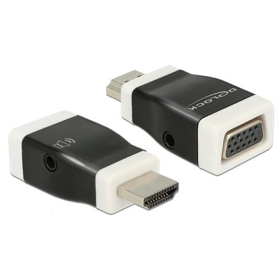 DeLOCK 65586 csatlakozó átlakító HDMI-A VGA Fekete, Fehér