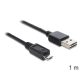 DeLOCK EASY-USB 2.0-A - USB 2.0 micro-B, 1m USB kábel USB A Micro-USB B Fekete