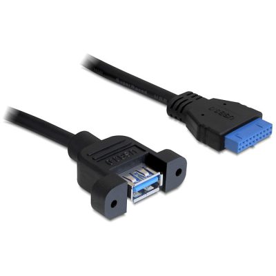 DeLOCK 0.5m USB 3.0 F/F USB kábel 0,5 M USB A IDC Fekete