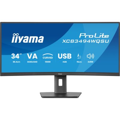ProLite XCB3494WQSU-B1 (86.7 cm (34 Zoll), schwarz (matt), WQHD, VA, Curved, AMD-FreeSync-Premium, 120Hz Panel)