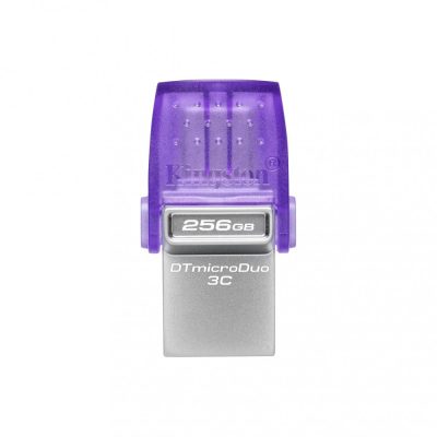 Kingston Technology DataTraveler microDuo 3C USB flash meghajtó 256 GB USB Type-A / USB Type-C 3.2 Gen 1 (3.1 Gen 1) Rozsdamentes acél, Lila