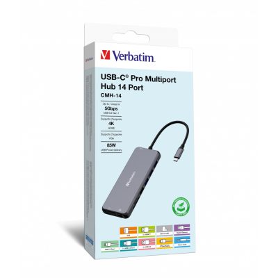 Verbatim CMH-14 USB C-típus 5000 Mbit/s Ezüst