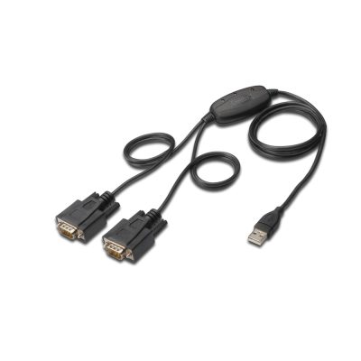 Digitus USB 2.0 - 2x RS-232 soros kábel Fekete 1,5 M USB A típus DB-9