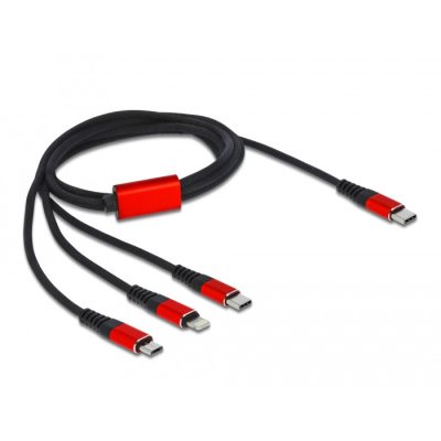 DeLOCK 86711 USB kábel 1 M USB 2.0 USB C USB C/Micro-USB B/Lightning Fekete, Vörös