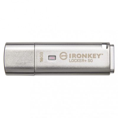 Kingston Technology IronKey Locker+ 50 USB flash meghajtó 16 GB USB A típus 3.2 Gen 1 (3.1 Gen 1) Ezüst