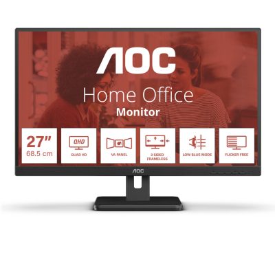 AOC E3 Q27E3UAM számítógép monitor 68,6 cm (27") 2560 x 1440 pixelek Quad HD Fekete