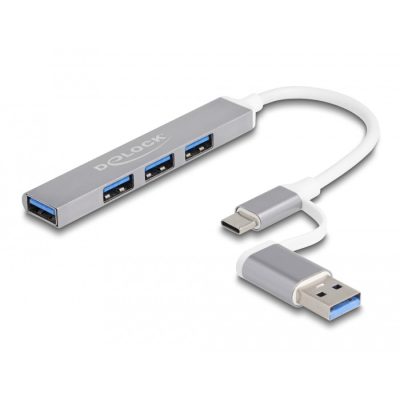 DeLOCK 64214 hálózati csatlakozó USB 3.2 Gen 1 (3.1 Gen 1) Type-A + Type-C 5000 Mbit/s Ezüst