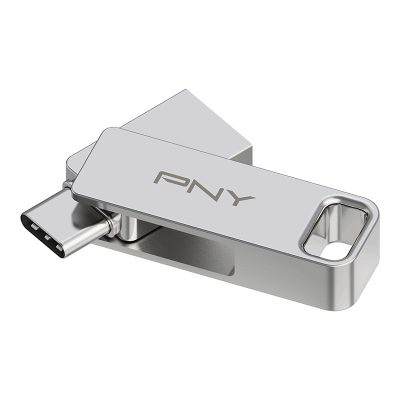 PNY DUO LINK USB flash meghajtó 128 GB USB Type-A / USB Type-C 3.2 Gen 1 (3.1 Gen 1) Rozsdamentes acél