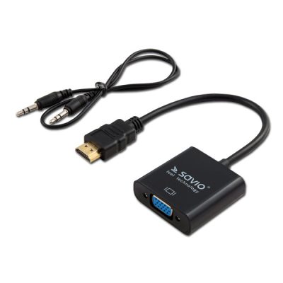 Savio CL-23/B video átalakító kábel 0,5 M VGA (D-Sub) HDMI A-típus (Standard) Fekete