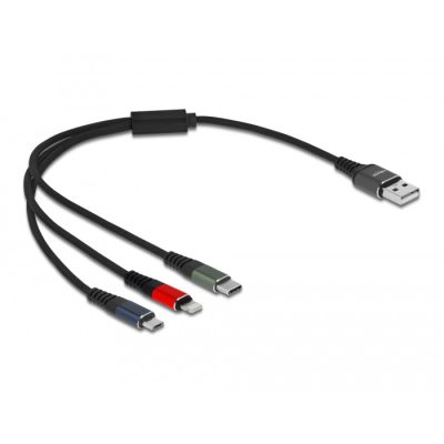 DeLOCK 87236 USB kábel 0,3 M USB 2.0 USB A Micro-USB B/Lightning/Apple 30-pin Fekete, Kék, Zöld, Vörös