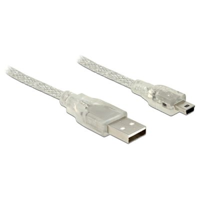 DeLOCK 0.5m, USB2.0-A/USB2.0 Mini-B USB kábel 0,5 M USB A Mini-USB B Átlátszó