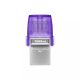 Kingston Technology DataTraveler microDuo 3C USB flash meghajtó 128 GB USB Type-A / USB Type-C 3.2 Gen 1 (3.1 Gen 1) Rozsdamentes acél, Lila