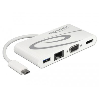 DeLOCK 87731 dokkoló állomás és port replikátor USB 3.2 Gen 1 (3.1 Gen 1) Type-C Szürke, Fehér