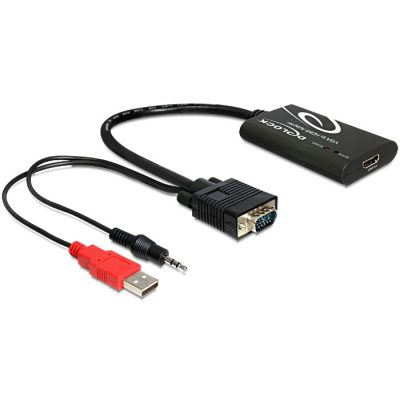 DeLOCK 62408 video átalakító 0,23 M HDMI -> VGA (D-Sub) + 3.5mm + USB Type-A - BONTOTT