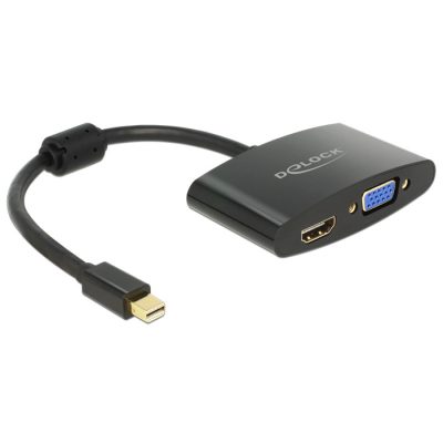 DeLOCK 65553 video átalakító kábel 0,18 M Mini DisplayPort HDMI + VGA (D-Sub) Fekete