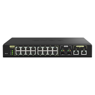 QNAP QSW-M2116P-2T2S hálózati kapcsoló Vezérelt L2 2.5G Ethernet Ethernet-áramellátás (PoE) támogatása Fekete