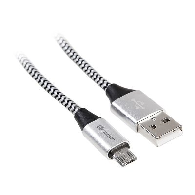 Tracer TRAKBK46928 USB kábel USB 2.0 1 M USB A Micro-USB B Fekete, Ezüst