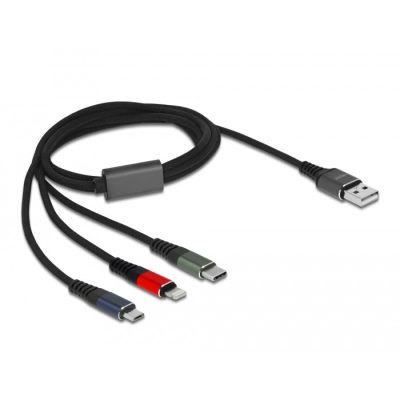 DeLOCK 87277 USB kábel 1 M USB 2.0 USB A Micro-USB B/Lightning/Apple 30-pin Zöld, Fekete, Vörös, Kék