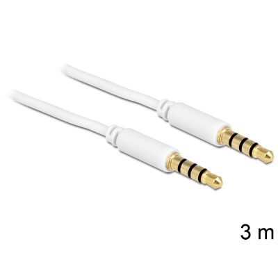 DeLOCK 3.5mm - 3.5mm, 3m audio kábel Fehér