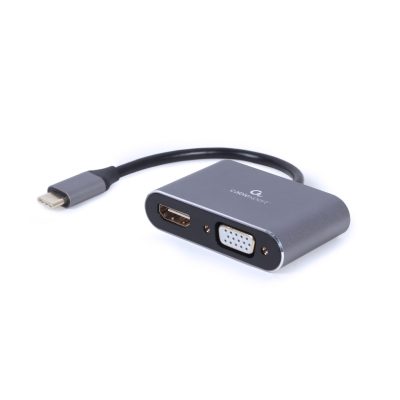 Cablexpert A-USB3C-HDMIVGA-01 video átalakító kábel 0,15 M USB C-típus HDMI + VGA (D-Sub) Szürke