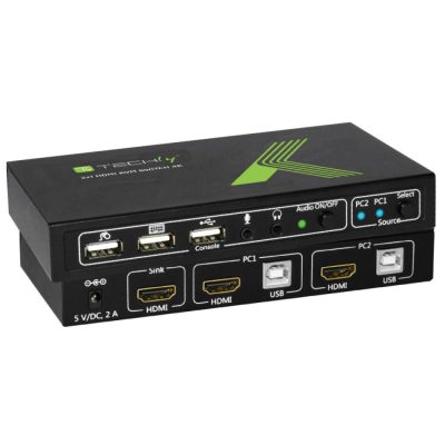 Techly 2x1 USB HDMI KVM Switch 4Kx2K IDATA KVM-HDMI2U KVM kapcsoló Fekete