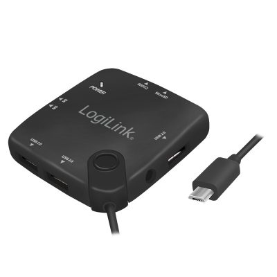 LogiLink UA0345 hálózati csatlakozó USB 2.0 Micro-B 480 Mbit/s Fekete