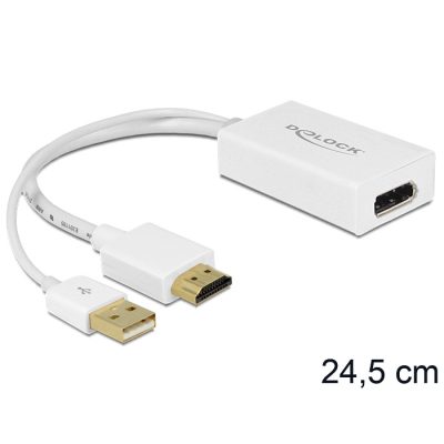 DeLOCK 62496 video átalakító kábel 0,245 M DisplayPort HDMI + USB Fehér