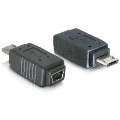 DeLOCK Adapter USB micro-B male to mini USB 5-pin mini USB 5p Fekete