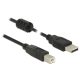 DeLOCK 2m, USB 2.0-A/USB 2.0-B USB kábel USB A USB B Fekete