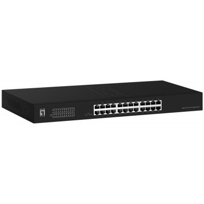 LevelOne Switch 24x GE GEU-2431 19" Rack Mount Kit Beállítást nem igénylő (unmanaged) Gigabit Ethernet (10/100/1000) 1U Fekete