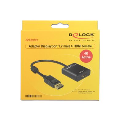 DeLOCK 62607 video átalakító kábel 0,2 M DisplayPort HDMI A-típus (Standard) Fekete