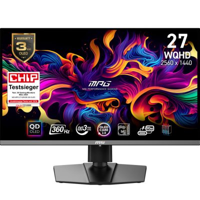 MSI MPG 271QRXDE QD-OLED számítógép monitor 67,3 cm (26.5") 2560 x 1440 pixelek Wide Quad HD QDOLED Fekete