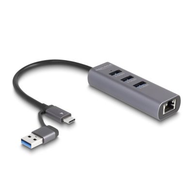 DeLOCK 64282 dokkoló állomás és port replikátor Vezetékes USB 3.2 Gen 1 (3.1 Gen 1) Type-C Szürke