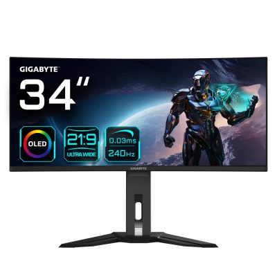 GIGABYTE MO34WQC2 számítógép monitor 86,4 cm (34") 3440 x 1440 pixelek Wide Quad HD OLED Fekete