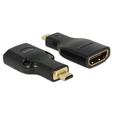 DeLOCK HDMI Micro-D/HDMI-A, M/F, 4K Micro-HDMI Fekete