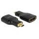 DeLOCK HDMI Micro-D/HDMI-A, M/F, 4K Micro-HDMI Fekete