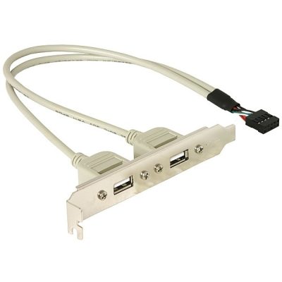 DeLOCK Slotbracket 1x internal USB 5pin > 2x USB2.0 external USB kábel 0,3 M USB A Fehér