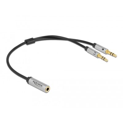 DeLOCK 66740 audio kábel 0,25 M 3.5mm 2 x 3.5mm Fekete, Ezüst