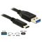 DeLOCK 1m USB3.1-C/USB3.1-A USB kábel USB 3.2 Gen 2 (3.1 Gen 2) USB A USB C Fekete