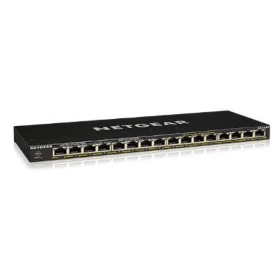 NETGEAR GS316P Beállítást nem igénylő (unmanaged) Gigabit Ethernet (10/100/1000) Ethernet-áramellátás (PoE) támogatása Fekete